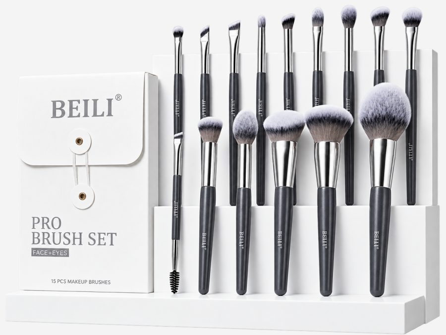 BEILI BEILI Pro Brush Set Face + Eyes — 15 кистей — набор, Аксессуары для макияжа