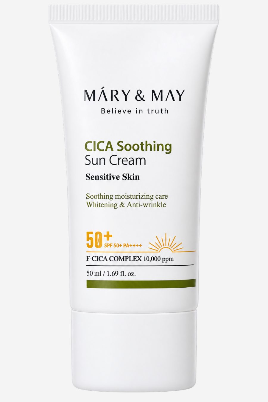 MARY & MAY Vegan Cica Soothing Sun Cream SPF 50+ PA++++ — krem, Günəş qoruyucuları